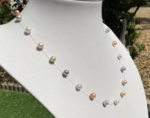 Floating Illusion genuine Cultured Pearl necklace - Picture 1 of 8
