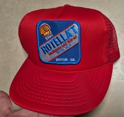 Parche de malla Shell Rotella T Motor Oil 15W-40 Snapback Trucker Red Hat de colección Foto 1 de 4