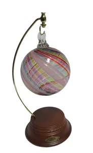 Hand Blown Art Glass Friendship Ball Swirl Multi-Color Large Ornament - Picture 1 of 6