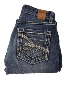 Pantalones de mezclilla BKE con hebilla para mujer 29x33,5 Stella Boot azul oscuro grunge occidental - Imagen 1 de 10