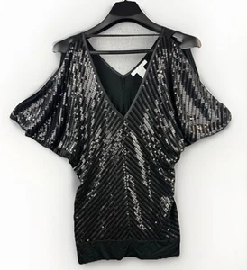 Y2K Charlotte Russe Top Sz Small Whimsigoth Black Sequined Going Out - Bild 1 von 11