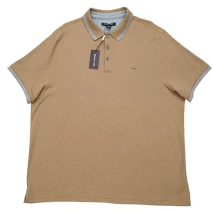Neu mit Etikett Michael Kors Poloshirt Herren XXL 2XL beige meliert Baumwolle Strick Designer - Bild 1 von 12