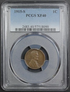 1915 S Lincoln Wheat Copper Cent 1C PCGS XF 40 - Picture 1 of 4