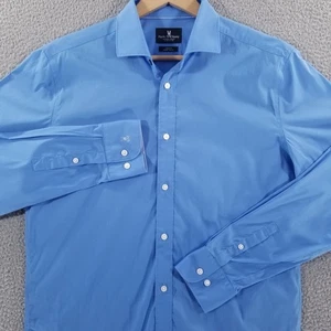 Camisa Psycho Bunny Mediana 15.5 Azul Calce Moderno Sin Planchar Abotonada Elastizada Nylon - Imagen 1 de 14