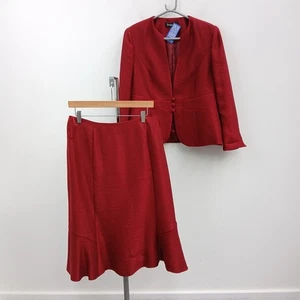 Jacques Vert 2 Pcs Suit Skirt Jacket Size 16 Womens Dusky Red FPL -WRDC - Picture 1 of 7