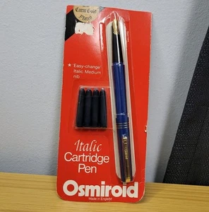 Vintage Osmiroid Italic Medium Fountain Pen 22k Carat Gold Plated Nib Extra Ink - Picture 1 of 3