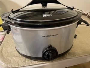 Hamilton Beach Slow Cooker 6 Quart Model 33165- Black/Silver - Picture 1 of 4