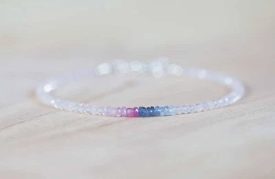 zaffiri e pietre di luna pietre preziose perline argento sterling 925... - Immagine 1 di 4