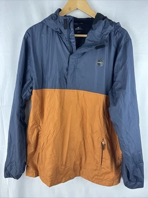 Chaqueta cortavientos O'Neill para hombre grande naranja óxido azul con capucha anorak nómada Foto 1 de 4