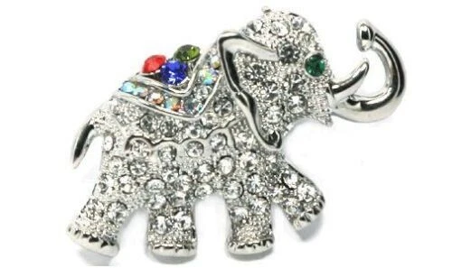 Trasparente Luccicante Cristalli Verde Occhio Bambino Elefante Spilla - Immagine 1 di 1