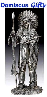 13" NUEVO Nativo Americano INDIO Jefe Lanza PAZ Pipa COLECCIONABLE Estatuilla Decoración Foto 1 de 2