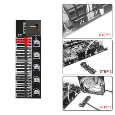 PC Fan Hub Splitter Speed 5 Port Controller Adapter for 4 Pin PWM Cooler Cooling - Image 1 of 4