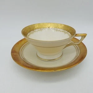 Demitasse Tea Cup & Saucer Gold Trim Wilhelm Kunst Saucer Volkstedt Cup - Picture 1 of 10