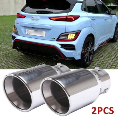 2PCS Car Exhaust Pipe Tip Rear Tail Throat Muffler Tailpipe For Hyundai Kona N Foto 1 de 4