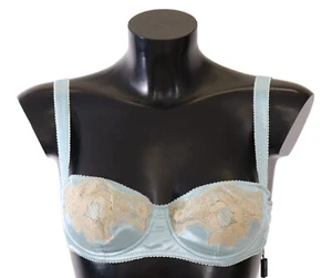 DOLCE & GABBANA Underwear Silk Light Blue Semi Pad Balconette Bra IT1 / XS $400 - Picture 1 of 7