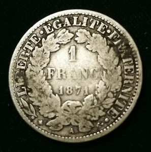PEU COURANTE **** 1 FRANC CERES 1871 petit A **** - Imagen 1 de 2