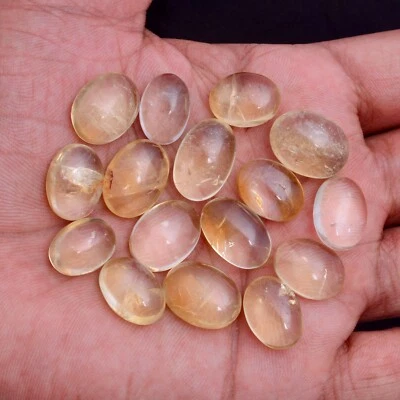 16 Pcs Natural Citrine 15mm-18mm Oval Cabochon Loose Untreated Gemstones Lot - Image 1 of 4