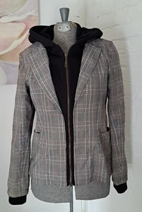 Y2K Volcom Splaida Hooded Grey Plaid Blazer Skater Board Jacket Size S - Picture 1 of 8