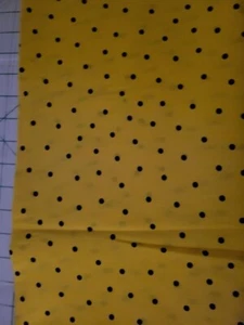 Cotton Fabric. Yellow with Black Dots. BTY - Picture 1 of 1