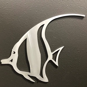 Angel Fish Metal Wall Art 12x10 Skilwerx Nautical Beach House Ocean - Picture 1 of 6