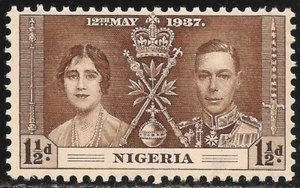 Nigeria #51 VF MNH - 1937 1 1/2p Queen Elizabeth & King George VI Coronation - Picture 1 of 1