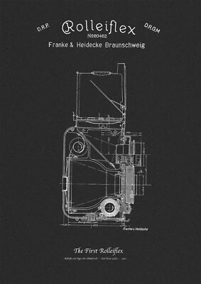 Premium 40x60cm Poster --- Rolleiflex K1 1929 --- Technische Zeichnung