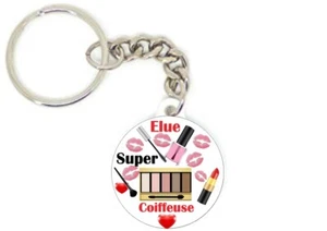 Porte clé badge élue super coiffeuse maquillage cadeau 37mm personnalisation - Picture 1 of 1