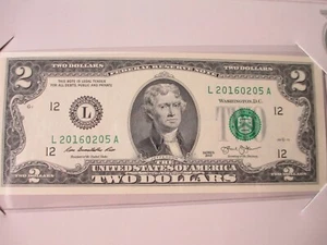 2016 BEP $2 SINGLE NOTE FROM SAN FRANCISCO FEDERAL RESERVE BIRTHDAY NOTE #5 - Picture 1 of 4