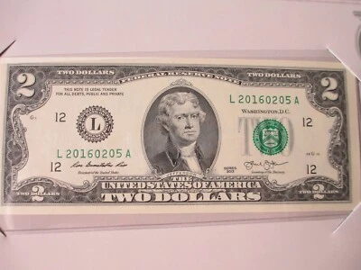 2016 BEP $2 SINGLE NOTE FROM SAN FRANCISCO FEDERAL RESERVE BIRTHDAY NOTE #5 - Image 1 of 4