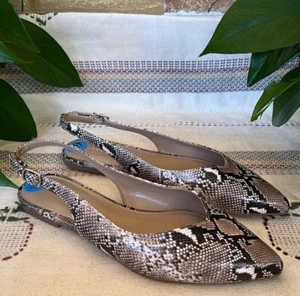 NEW Madden Girl Women’s Snake Print Pointed Toe Slingback Flats Size 6.5 - Picture 1 of 12