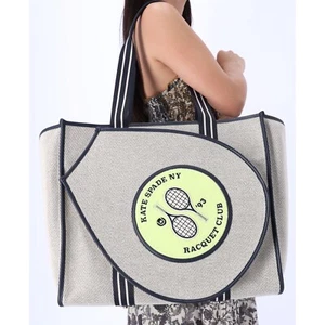 New Kate Spade Grand Slam Tennis Racquet Large Tote Canvas Bag - Picture 1 of 11