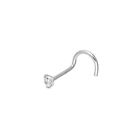 9Ct White Gold & Clear 2Mm Cz Crystal 23Ga Nose Screw Piercing Body Jewellery