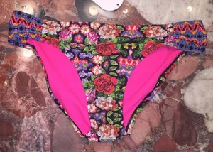 NWT Jessica Simpson Swimsuit Floral Rose Hipster Bikini Bottom Women's M - Picture 1 of 2
