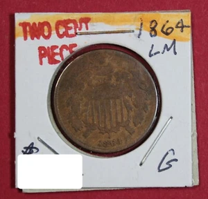1864 LARGE MOTTO TWO CENT PIECE - Picture 1 of 2