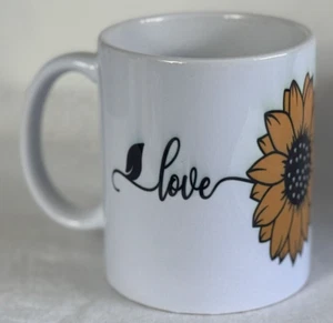 Custom Printed 11 oz Coffee Mug Cup Love With Sun Flower - Picture 1 of 3