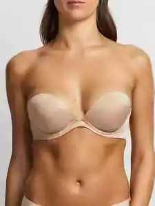 Fine Lines Refined 6-Way Low Cut Strapless Bra Size 12D Nude Full Coverage New - Picture 1 of 13