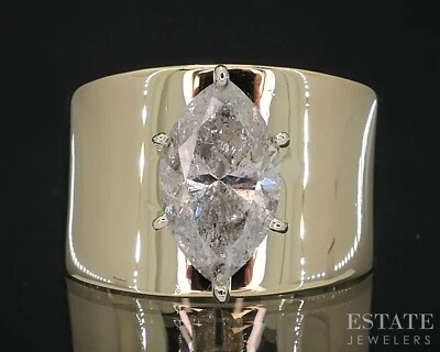 14k Yellow Gold Marquise Natural 2.50ct Diamond Solitaire Engagement Ring i19100 - Image 1 of 4