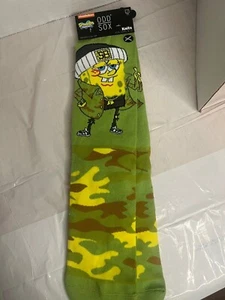 Odd Sox, Nickelodeon SpongeBob Camo Print, Fun Print Crew Socks for Men & Women - Picture 1 of 2