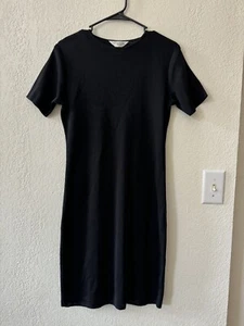 Exclusively Misook Women’s Petite XS Short Sleeve Black Acrylic Knit Dress - Picture 1 of 4