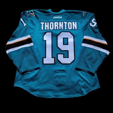 Team Issued San Jose Sharks Joe Thornton Authentic Jersey Mic Reebok Edge 2.0 Cover
