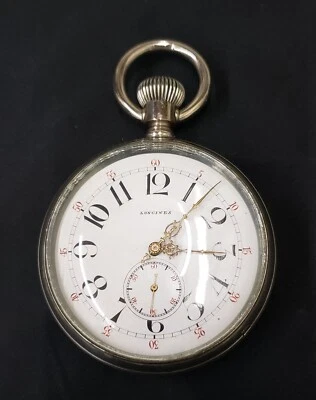 1939 Longines 3" Pocket Watch with Ornate Gold Filigree Hands - Image 1 of 4