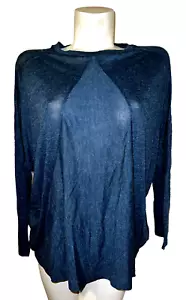 New OLD NAVY Top Women's Size L Teal Blue Rayon Polyester LS Luxe Vee Slub Tunic - Picture 1 of 6