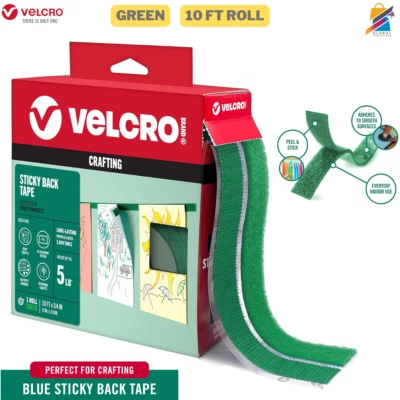 Cinta adhesiva de velcro para la espalda cortada a medida verde rollo de 10 pies organizar hogar hágalo usted mismo y oficina Foto 1 de 4