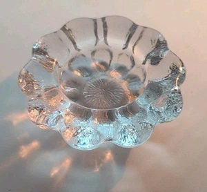 HOLMEGAARD GLASS ICEFLOWER CANDLE HOLDER SWEDISH ART GLASS COLLECTIBLE - Picture 1 of 7
