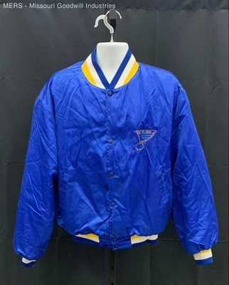 Swingster Men's Blue Solid St Louis Blues Bomber Jacket - Size XXL - Image 1 of 4