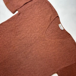 Avalin Womens Sweater Knit Top Rust V-Neck Short Sleeve USA Made 2XL - Picture 1 of 7