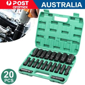 1/2" Drive Deep Impact Socket Set CR-V Steel Metric Sockets Long 20PCS 8-32MM AU - Picture 1 of 14