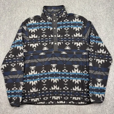 Woolrich Aztec 1/2 T-Snap Fleece Sweater Mens M Blue Black Gray Cowboy Western - Image 1 of 4
