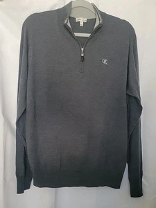 Suéter Peter Millar Corona 1/4 Cremallera 85% Lana Merino 15% Seda Para Hombres L Gris Usado en Excelente Condición - Imagen 1 de 13