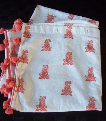 Cortina de ducha de tela de piña naranja Opal House con pompones ~ 100 % algodón ~ 70x70" Foto 1 de 4